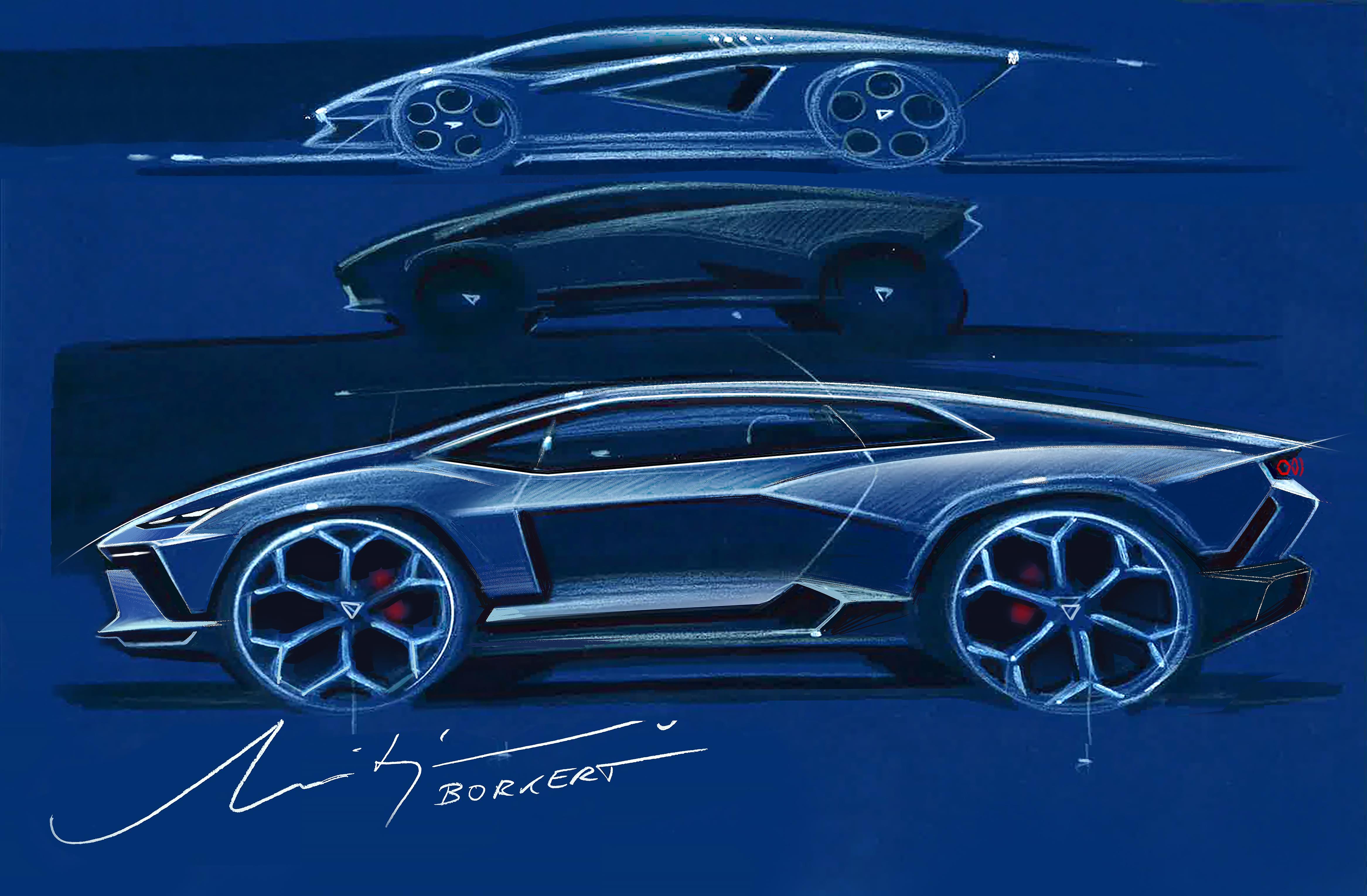 Lamborghini Lanzador Concept, 2023 – Design Sketch by Mitja Borkert