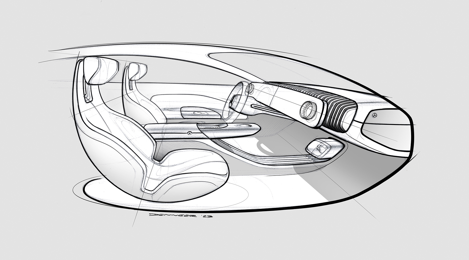 Mercedes-Benz Concept CLA Class, 2023 – Design Sketch Interior