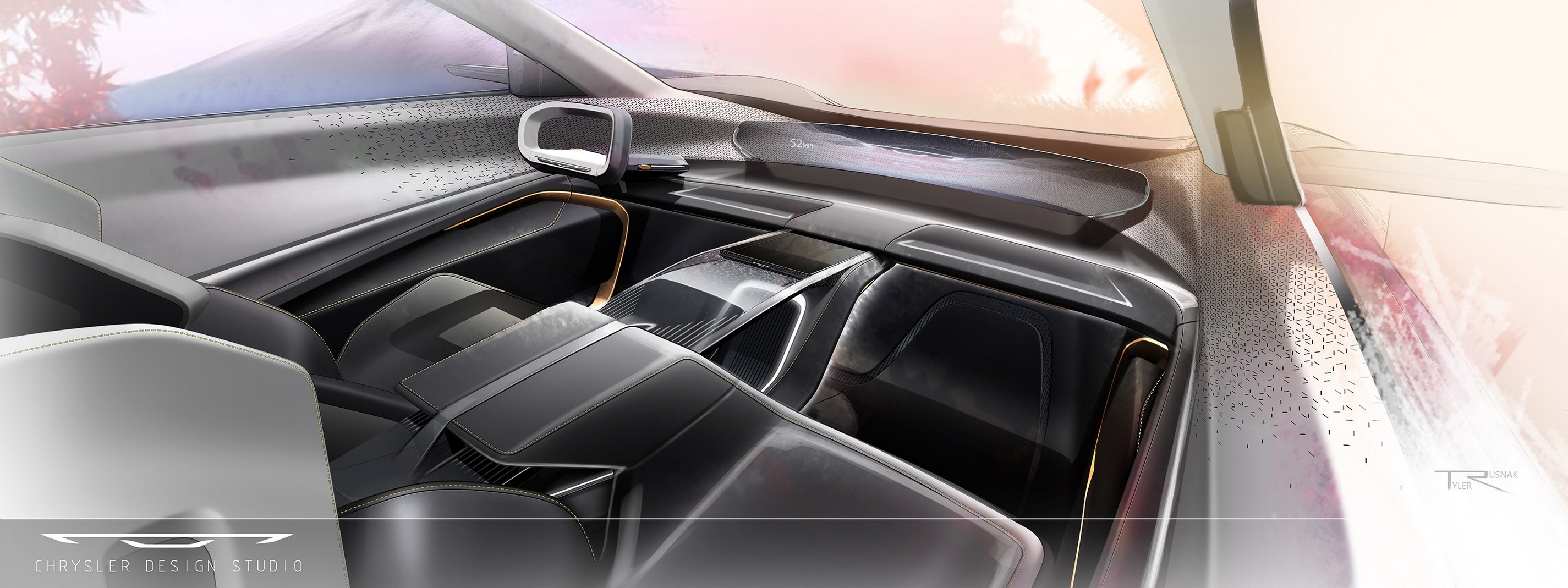 Chrysler Halcyon Concept, 2024 – Design Sketch – Interior