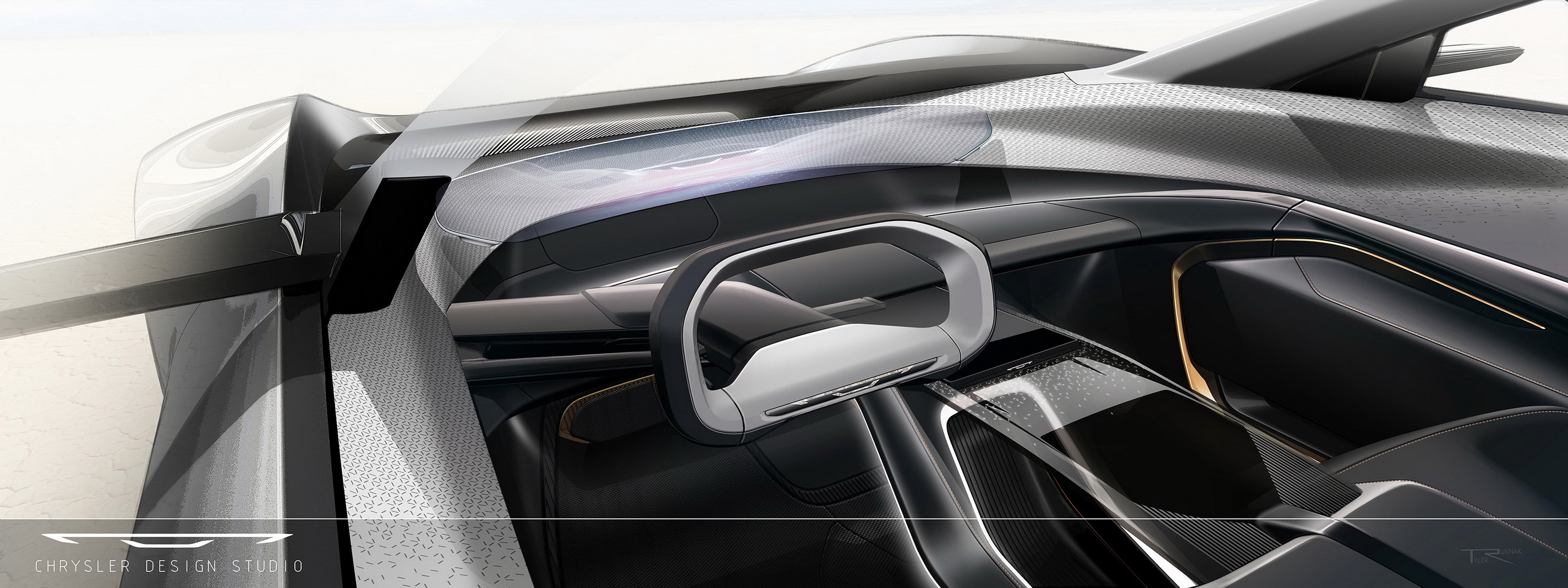 Chrysler Halcyon Concept, 2024 – Design Sketch – Interior
