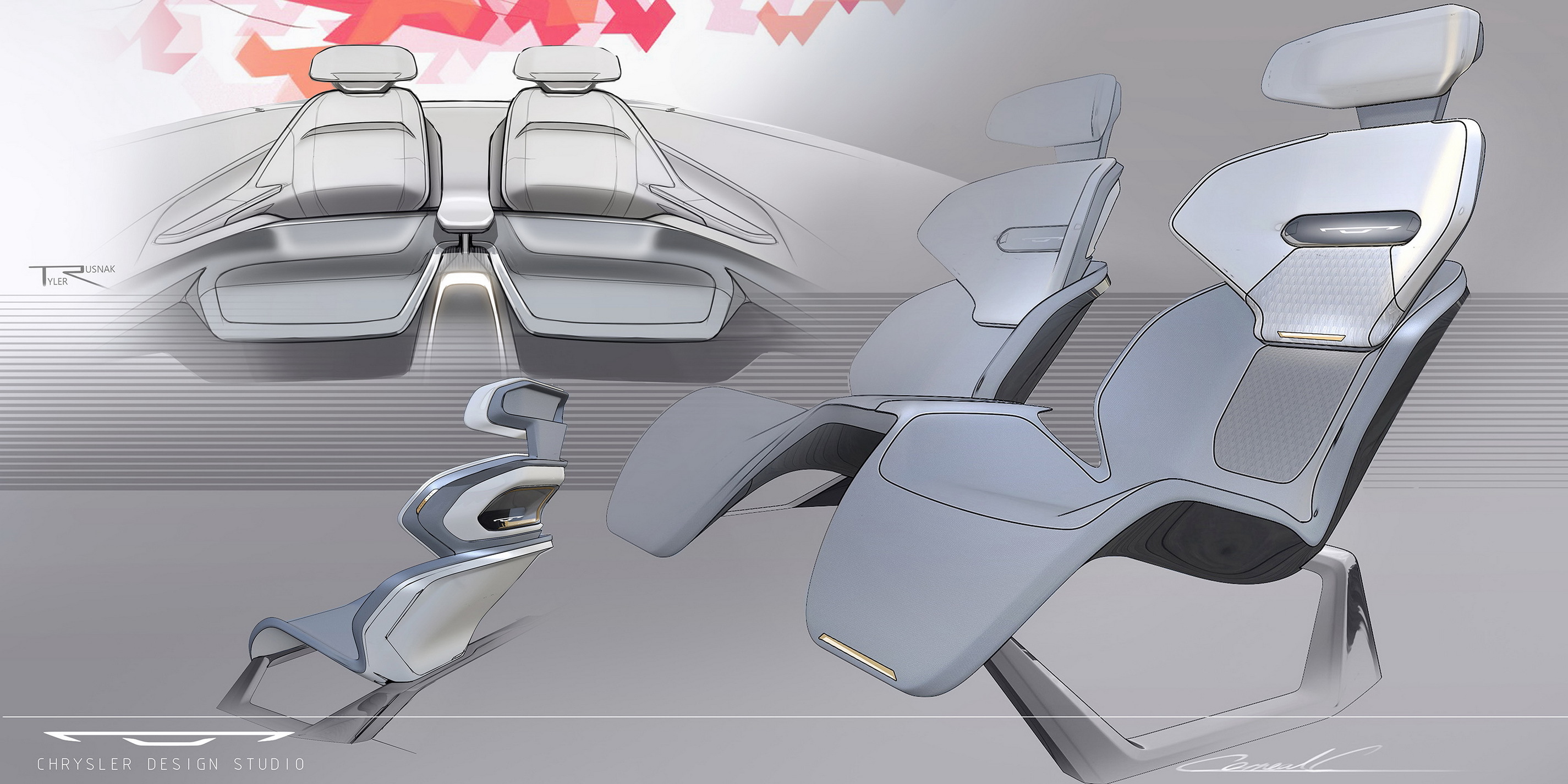 Chrysler Halcyon Concept, 2024 – Design Sketch – Interior