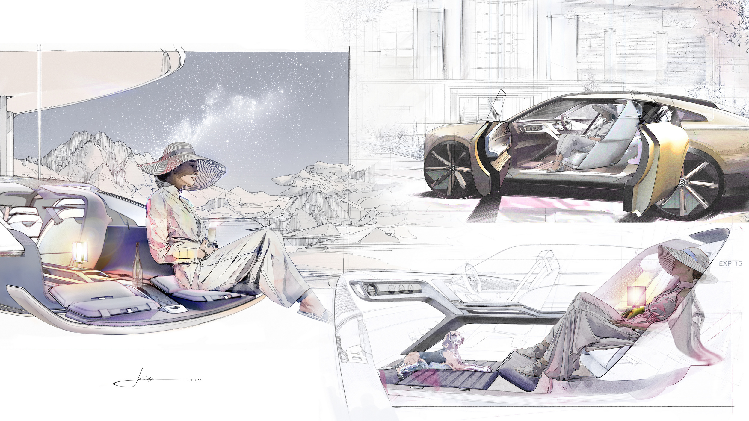 Bentley EXP 15 Concept, 2025 – Design Sketch – Interior