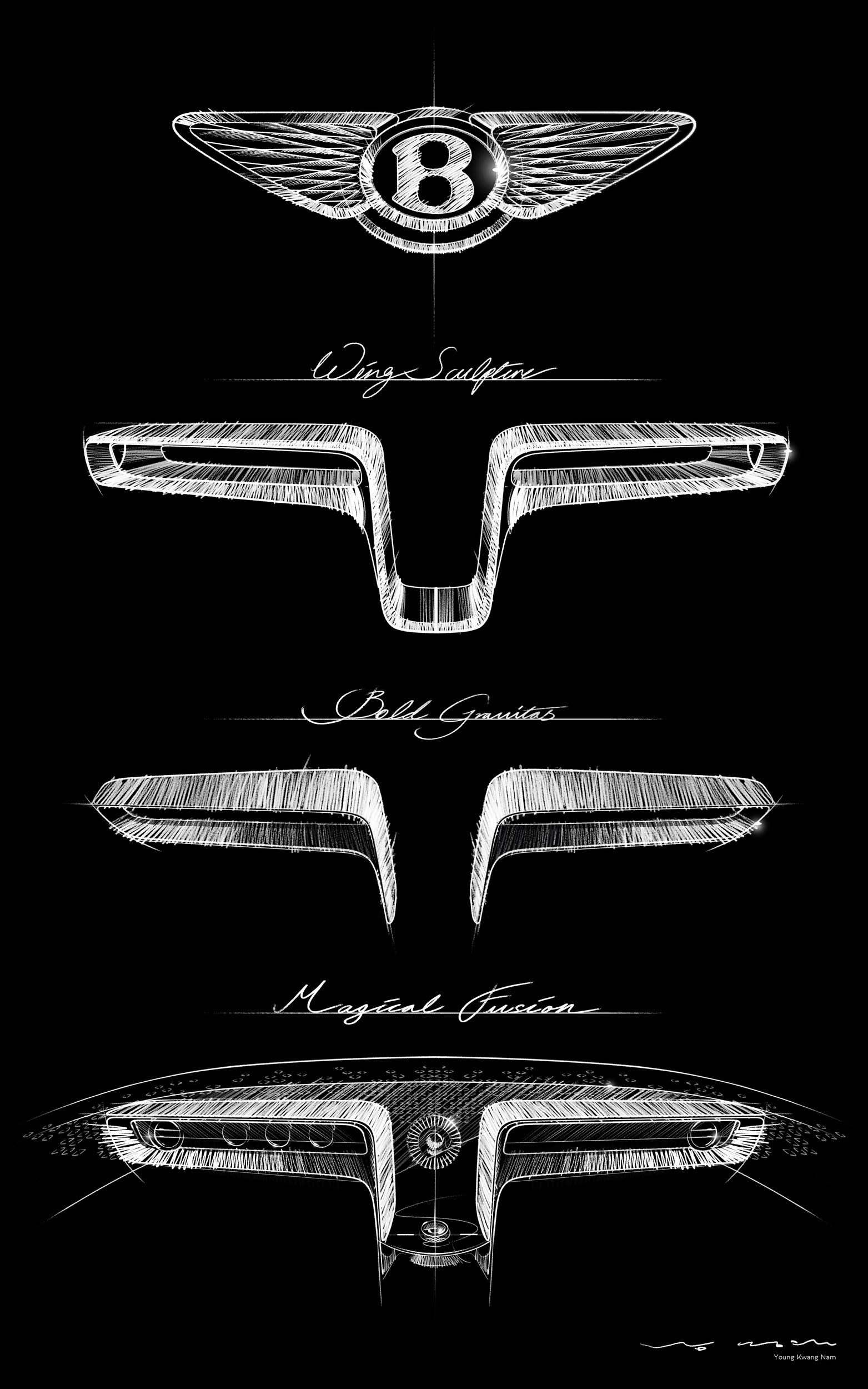 Bentley EXP 15 Concept, 2025 – Design Sketch – New Winged Logo
