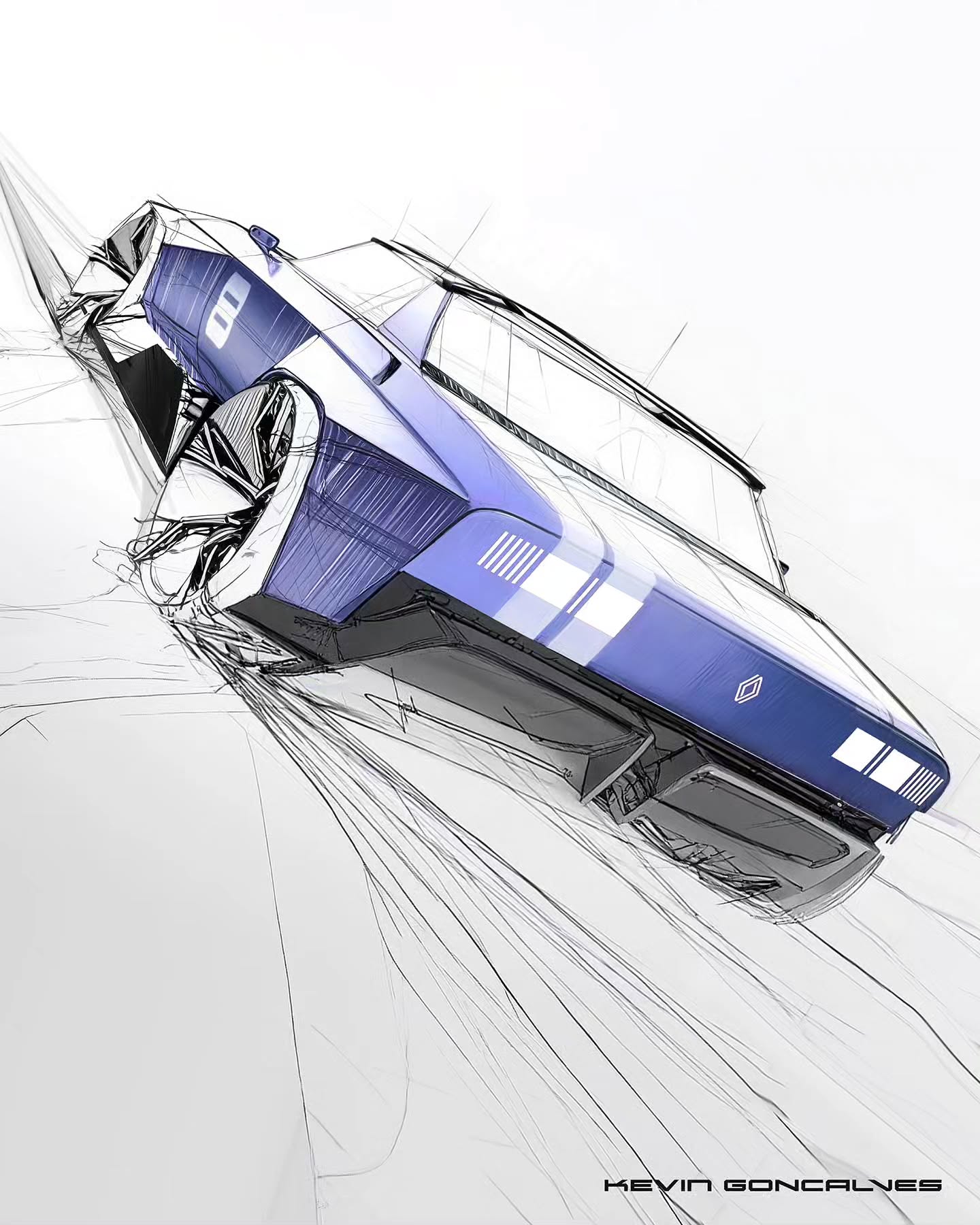 Renault 8 Gordini Concept, 2026 – Design Sketch by Kevin Goncalves