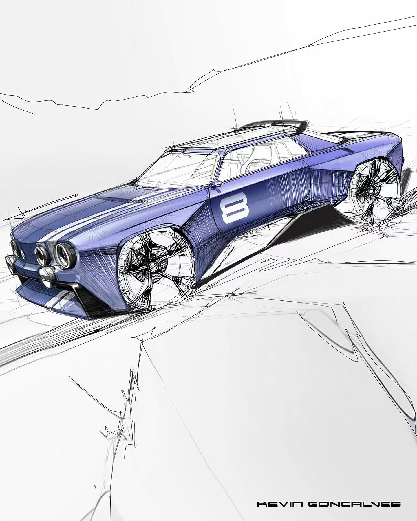 Renault 8 Gordini Concept, 2026 – Design Sketch by Kevin Goncalves