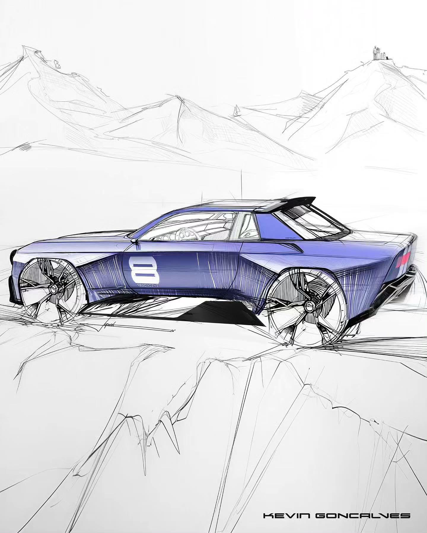 Renault 8 Gordini Concept, 2026 – Design Sketch by Kevin Goncalves