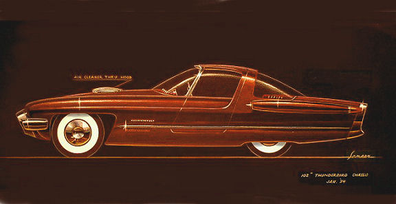 1954 CONCEPT SKETCH BY J.R.SAMSEN FOR 1955 FORD D-523 