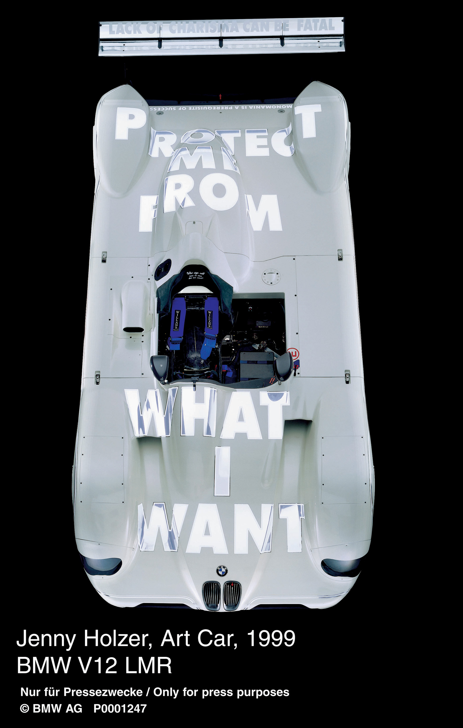 BMW V12 LMR Art Car # 15 (1999): Jenny Holzer