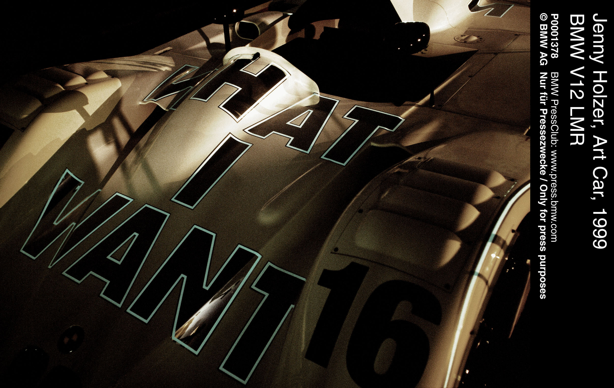 BMW V12 LMR Art Car # 15 (1999): Jenny Holzer