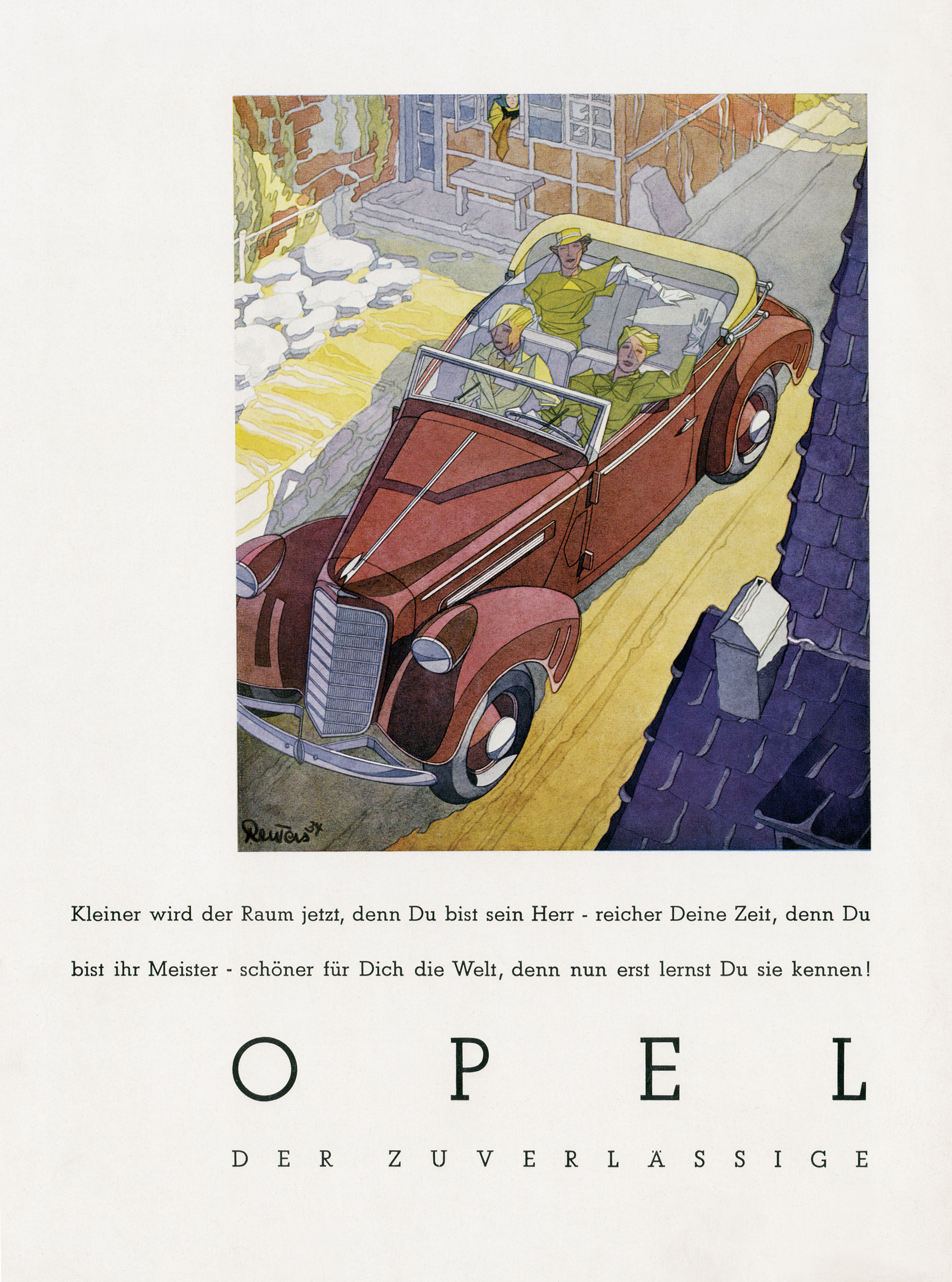 Opel 2 Liter Cabriolet (1934): Advertising Art by Bernd Reuters