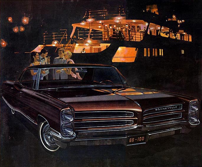 1966 Pontiac Bonneville 4-Door Hardtop in Burgundy - 'Monte Carlo Nights' Après cocktails and baccarat: Art Fitzpatrick and Van Kaufman
