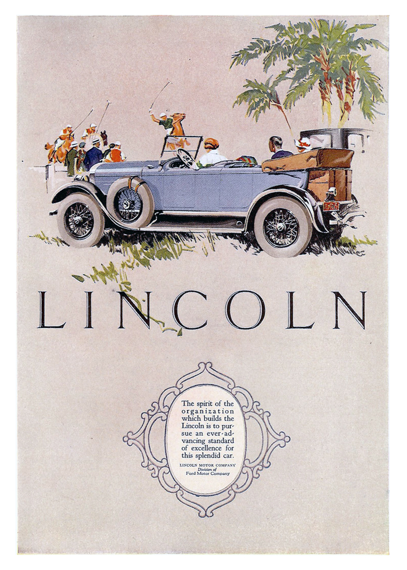 Lincoln Ad (March, 1925): Touring Car - Illustrated by Fred Cole