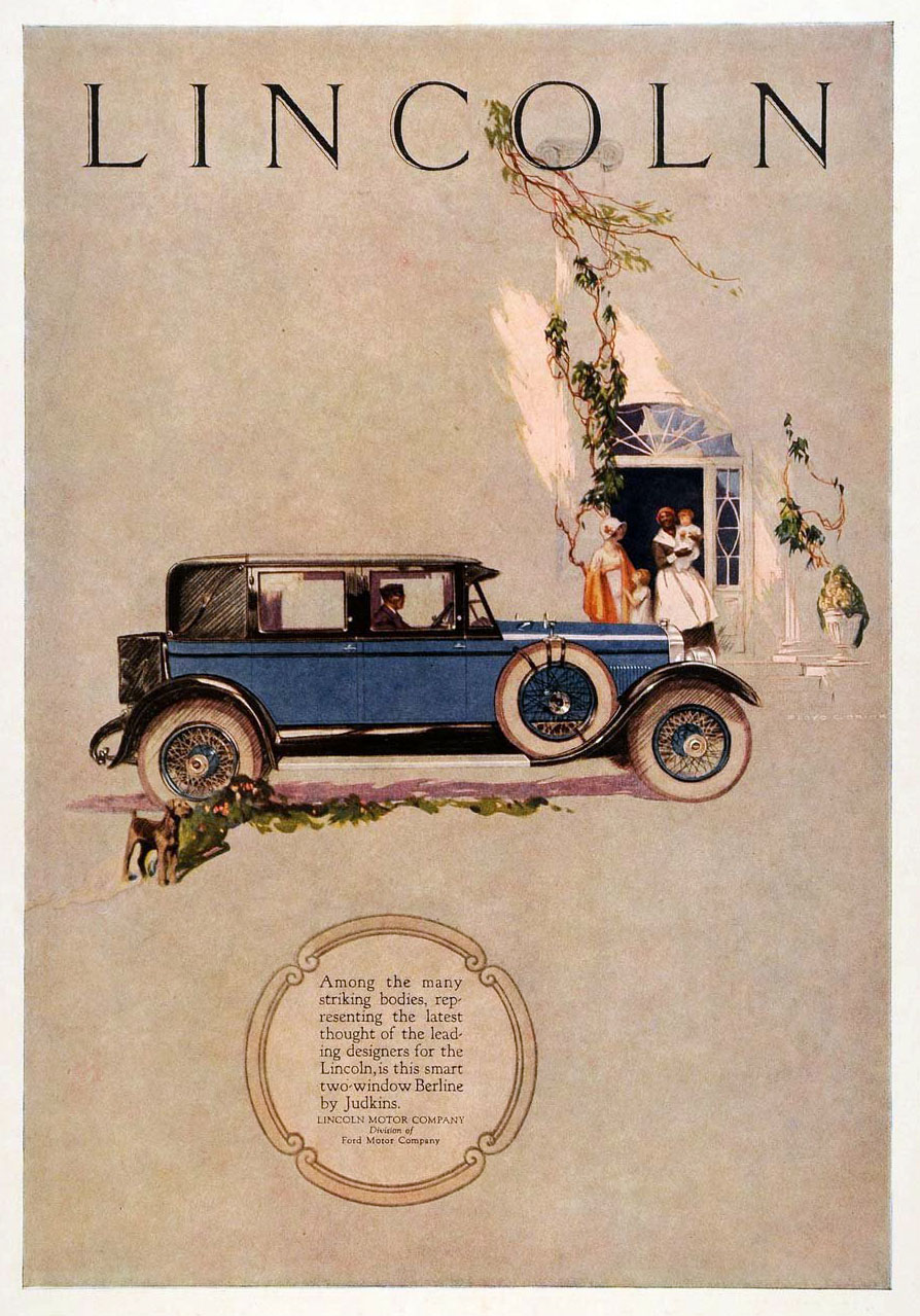Lincoln Ad (May, 1925): Berline by Judkins - Illustrated by Floyd Brink