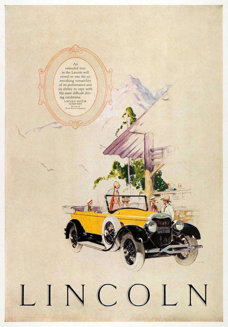 Lincoln Ad (August, 1925): Touring Car - Illustrated by Floyd C. Brink (F.C.B.)?