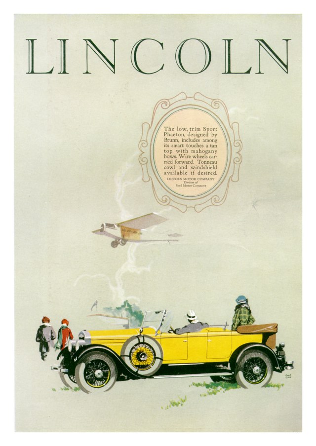 Lincoln Ad (April, 1926): Sport Phaeton by Brunn - Illustrated by Fred Cole