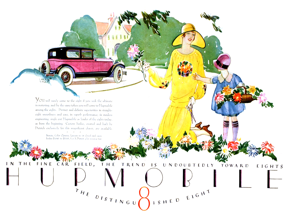 Hupmobile Eight Ad (August, 1927): Illustrated by Larry Stults