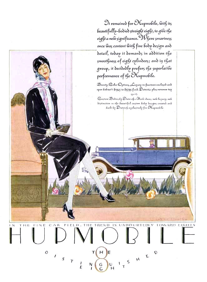 Hupmobile Eight Ad (April, 1927): Illustrated by Larry Stults