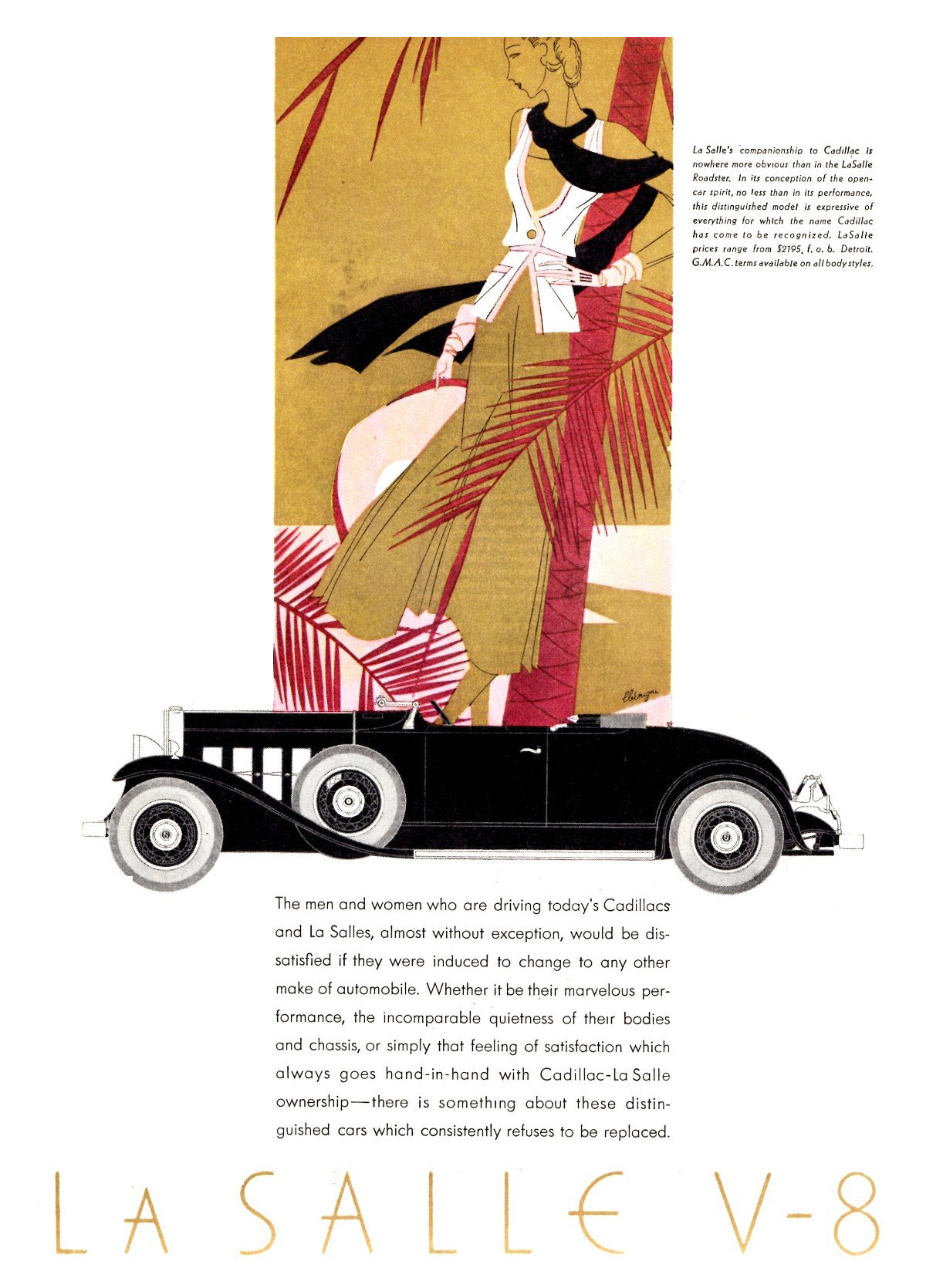 LaSalle V-8 Ad (May-June, 1931): Roadster - Illustrated by Leon Benigni