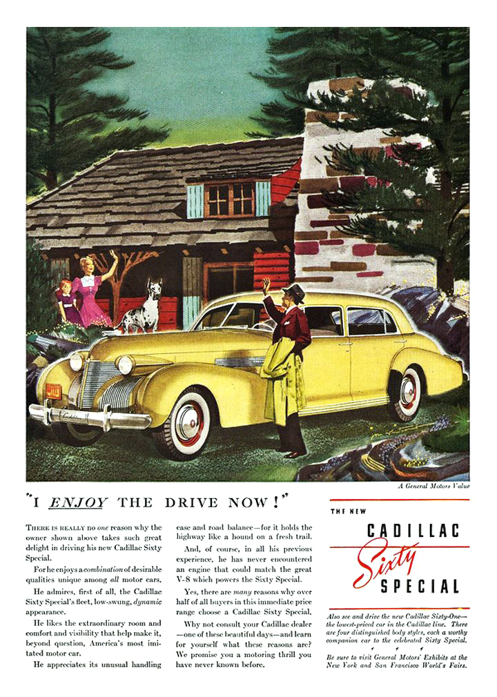 Cadillac Sixty Special Ad (1939) - Illustrated by Jon Whitcomb