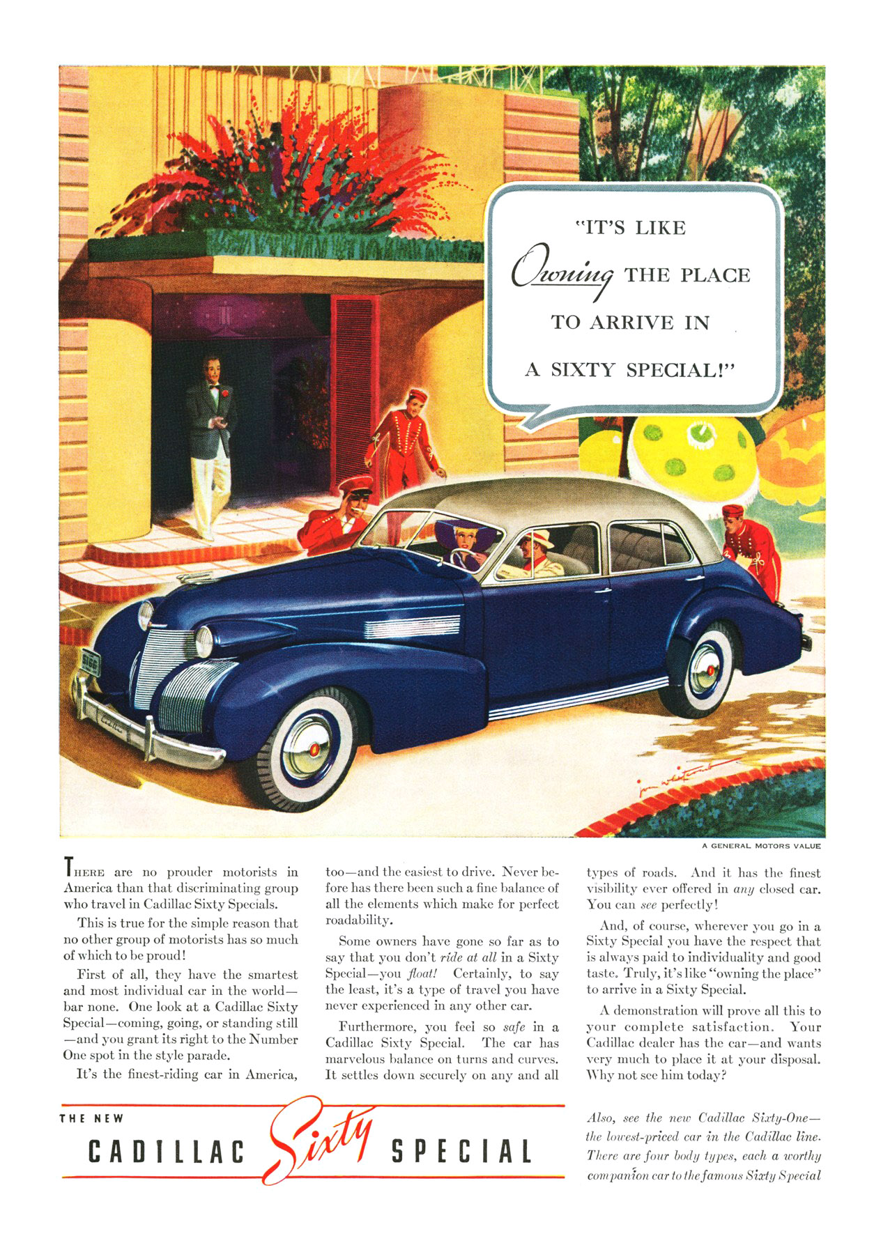 Cadillac Sixty Special Ad (1939) - Illustrated by Jon Whitcomb