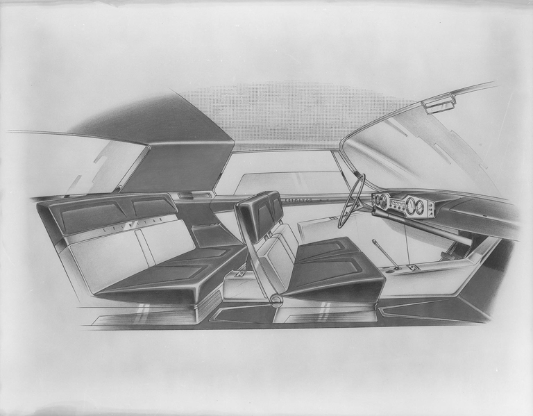 Scimitar 2-Door Interior Design Sketch by Brooks Stevens, 1958