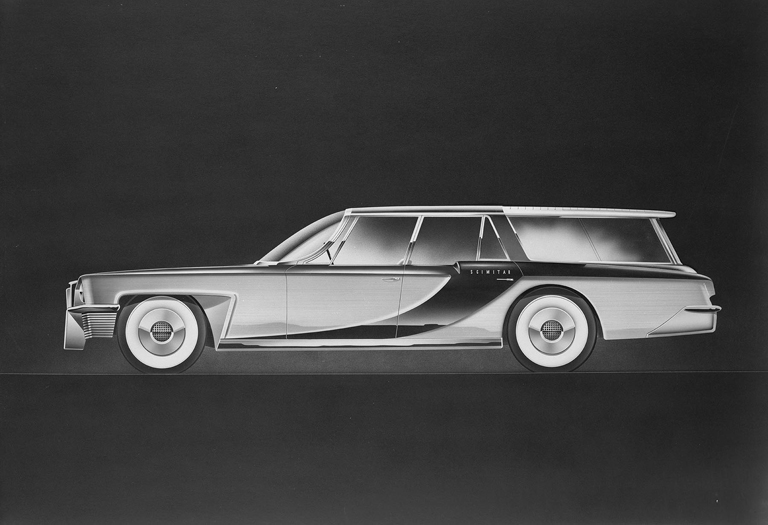 Scimitar Station Sedan Rendering by Brooks Stevens, 1958