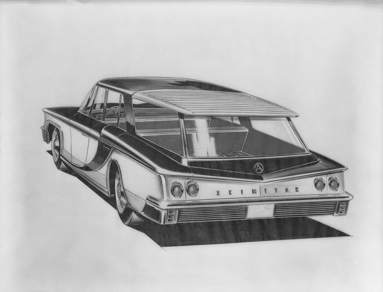 Scimitar Station Sedan Design Sketch by Brooks Stevens, 1958