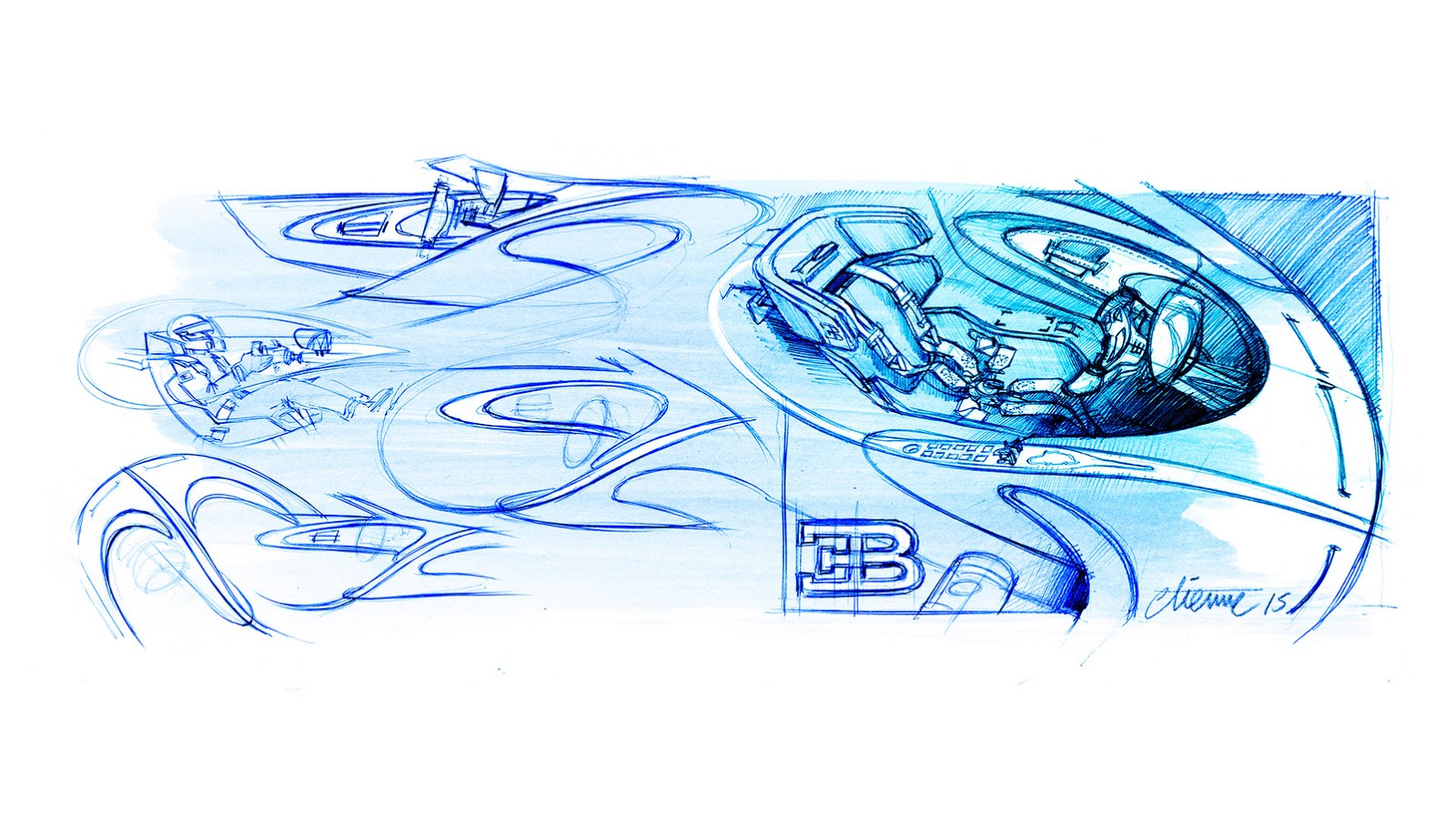 Bugatti Vision Gran Turismo (2015) - Interior Design Sketch - Cockpit