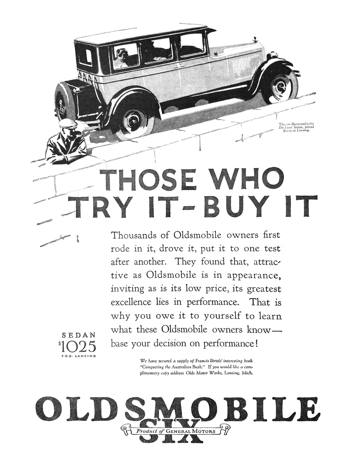 Oldsmobile Six DeLuxe Sedan Ad (May-June, 1926): Those who try it - buy it