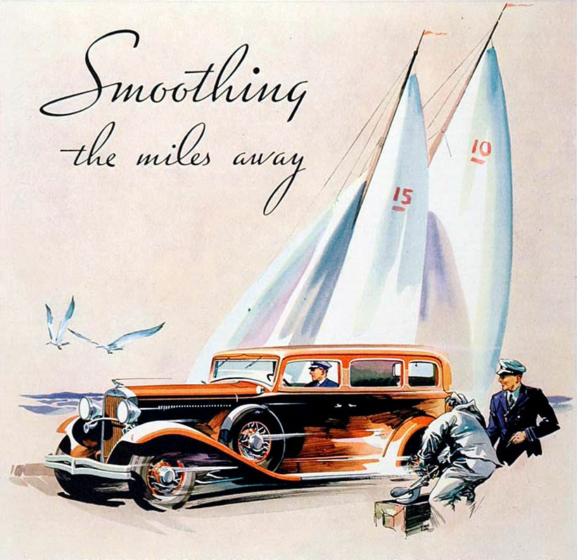 Dodge Sedan Ad (1932) - Illustrated by Fred Cole