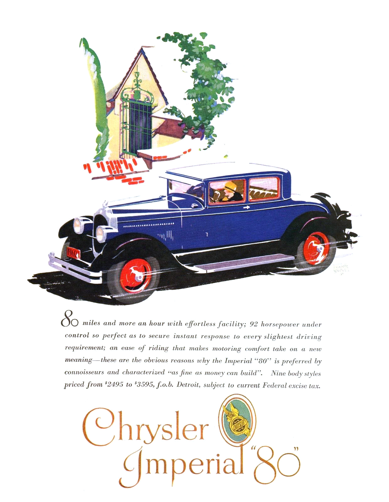 Chrysler Imperial "80" Ad (July, 1927): Coupe - Illustrated by Frank Quail