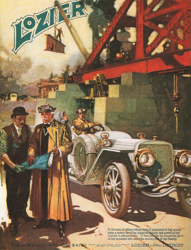 Lozier Touring Car Ad (January, 1912): Right-handed car