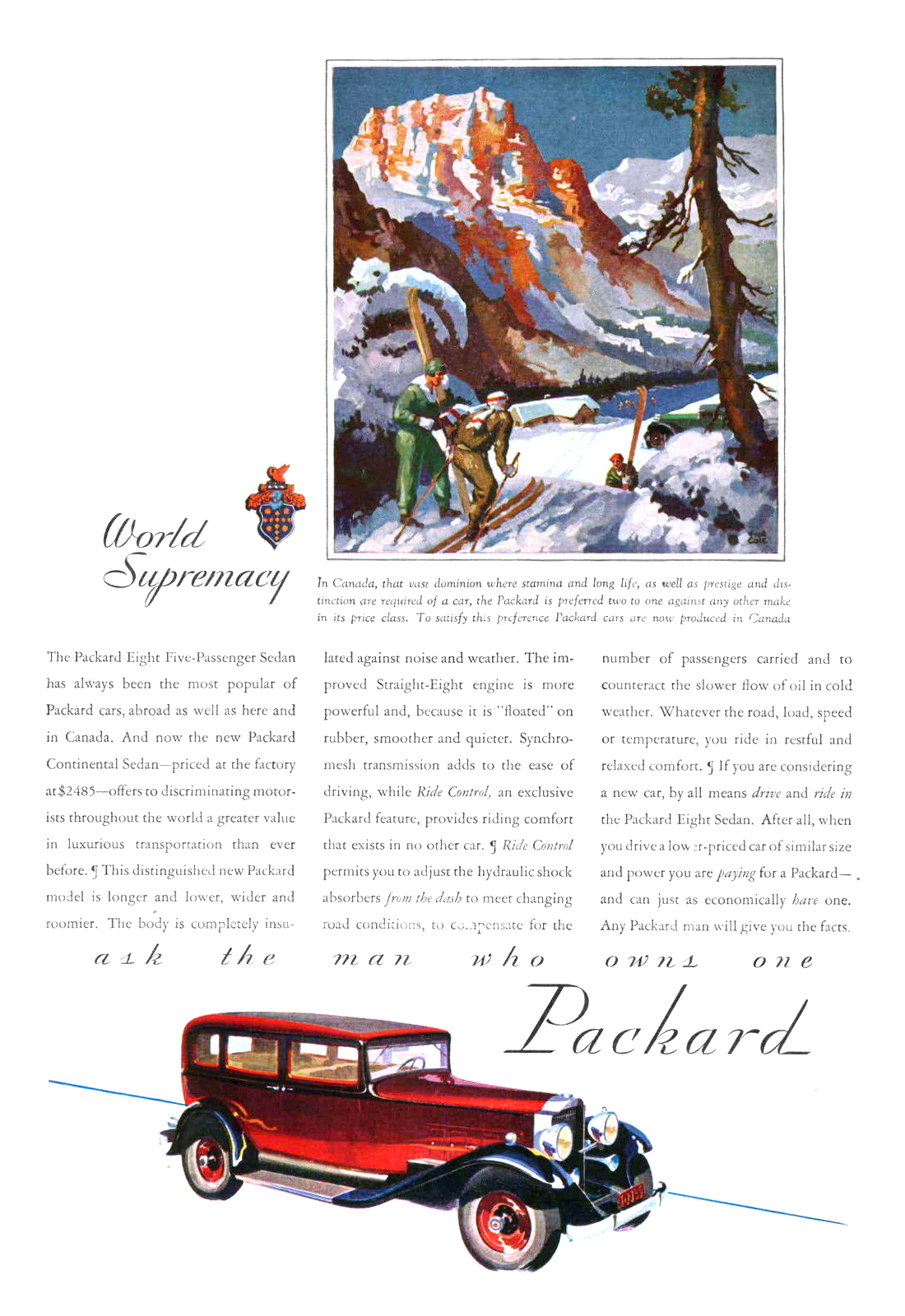 Packard Eight Five-Passenger Sedan Ad (December, 1931): Canada - Illustrated by Fred Cole