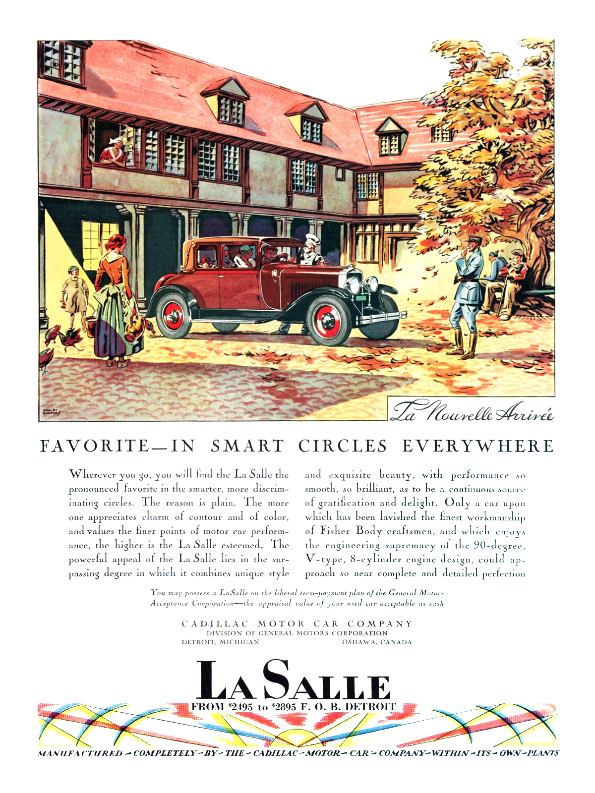 Cadillac/LaSalle Ad (November, 1927): La Nouvelle Arrivée - Illustrated by Edward A. Wilson