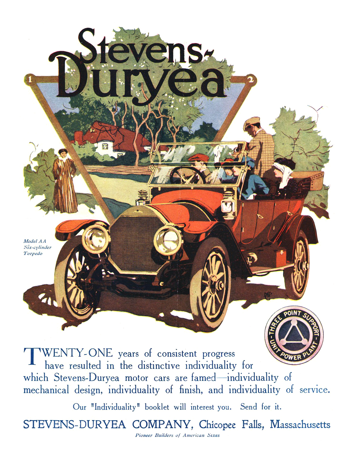 Stevens-Duryea Model AA Six-cylinder Torpedo Ad (1912)