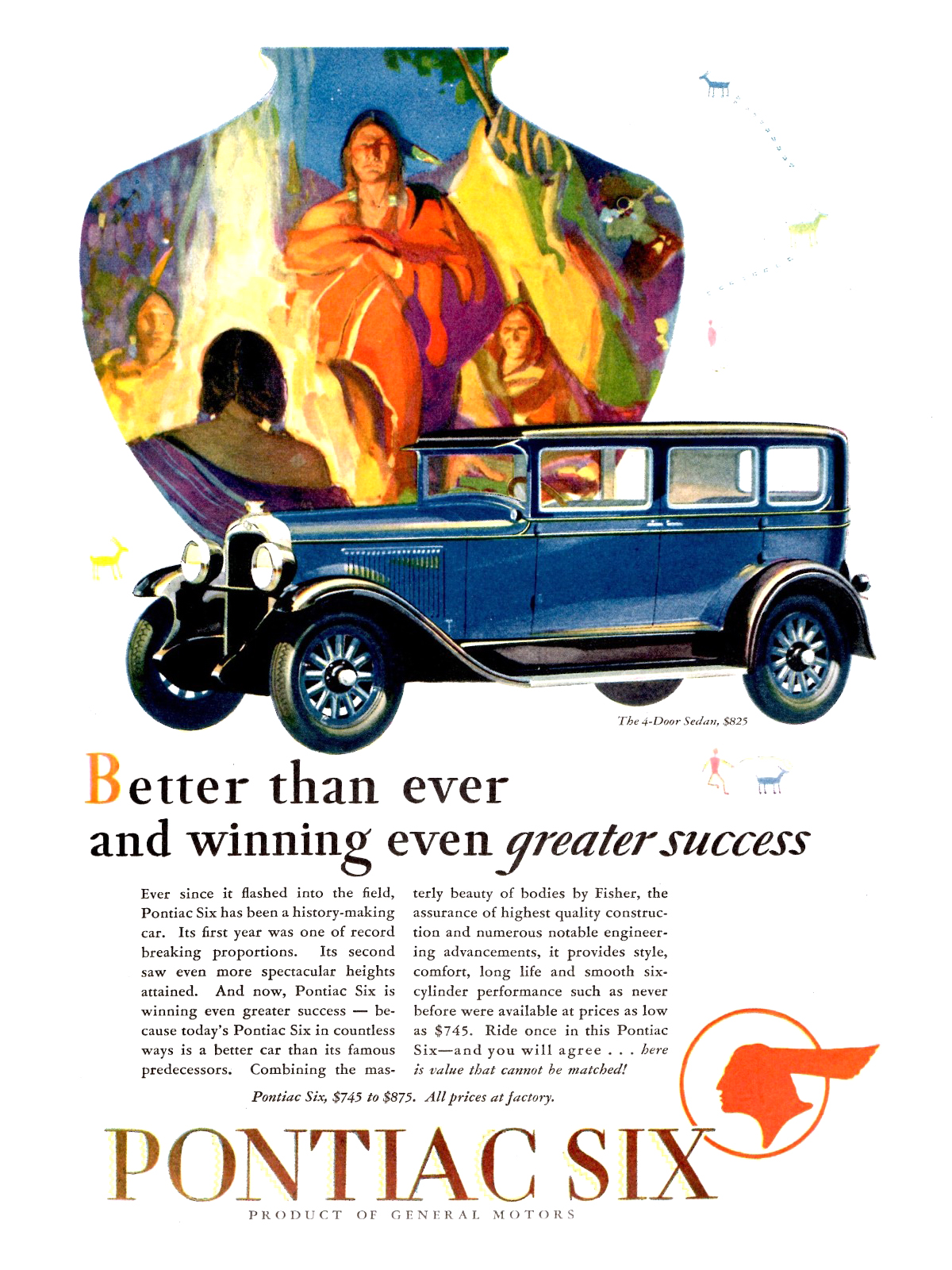 Pontiac Six Ad (July, 1928): 4-Door Sedan - Better than ever and winning even greater success