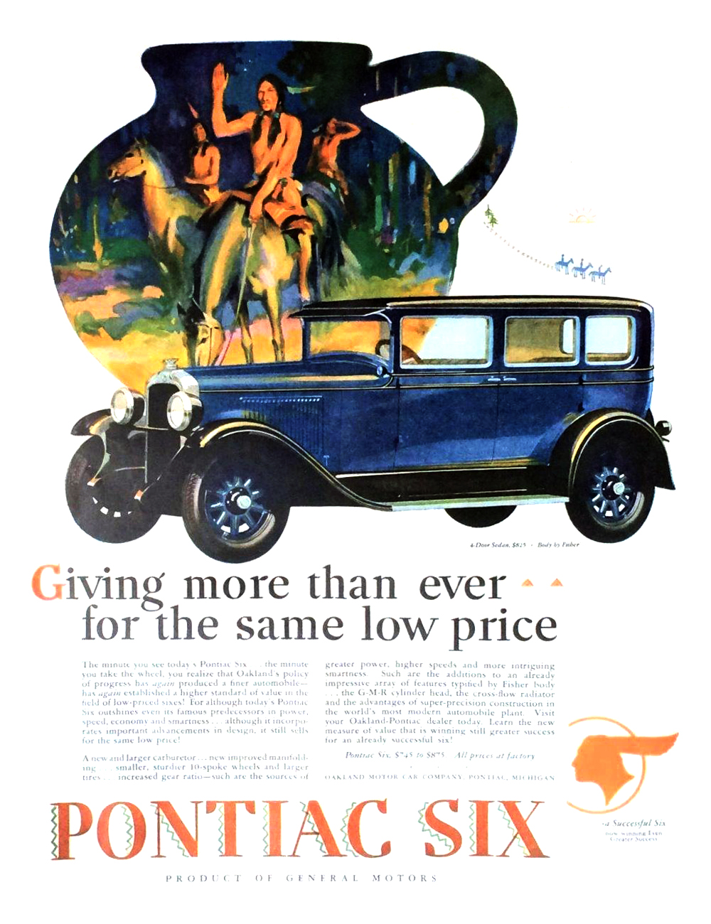 Pontiac Six Ad (October, 1928): 4-Door Sedan - Giving more than ever for the same low price