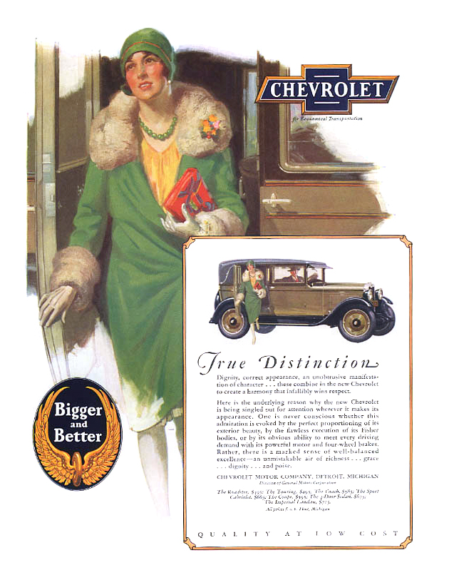 Chevrolet Ad (March-April, 1928): True Distinction