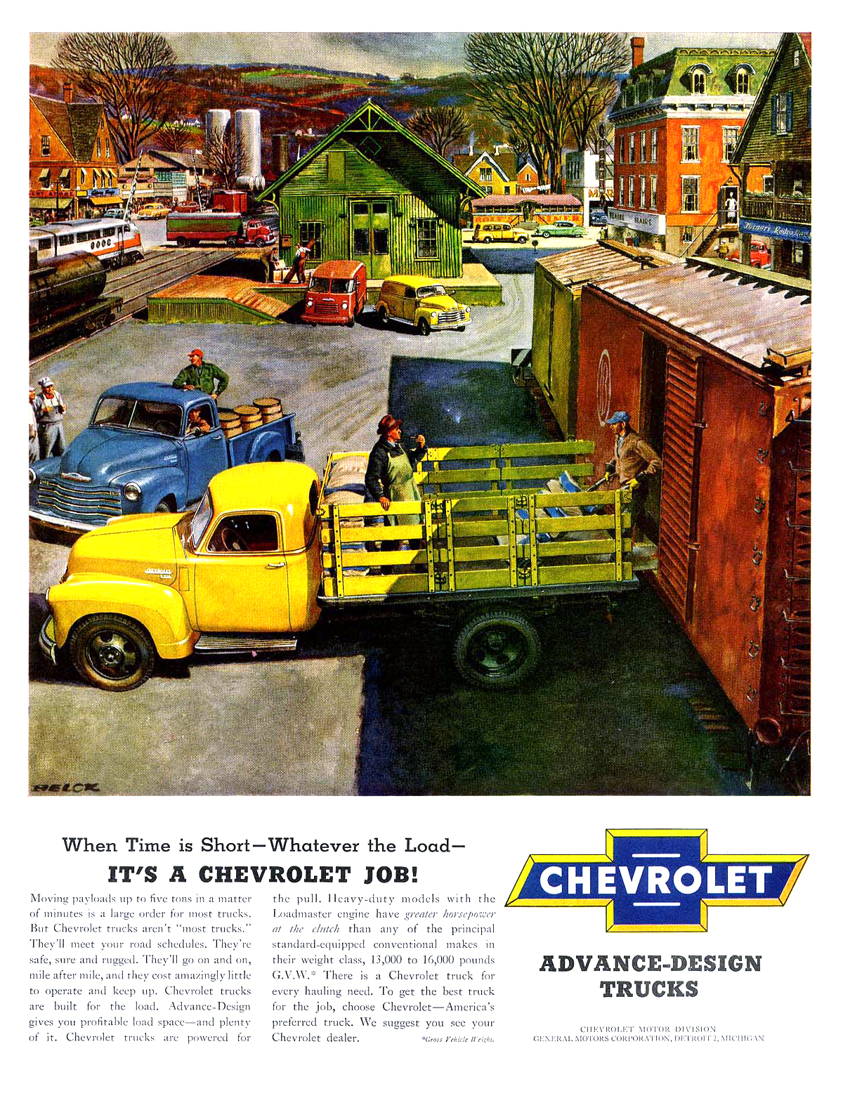 Chevrolet Trucks Ad (1950): Illustrated by Peter Helck
