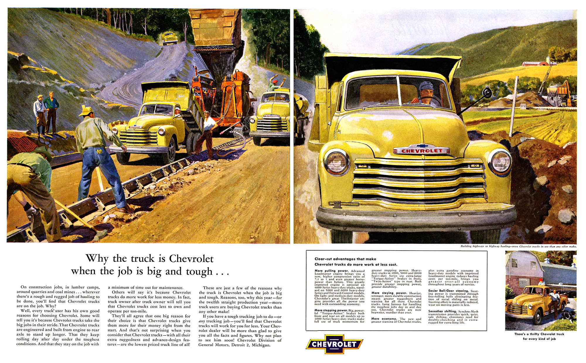 Chevrolet Trucks Ad (September, 1953): Illustrated by Peter Helck