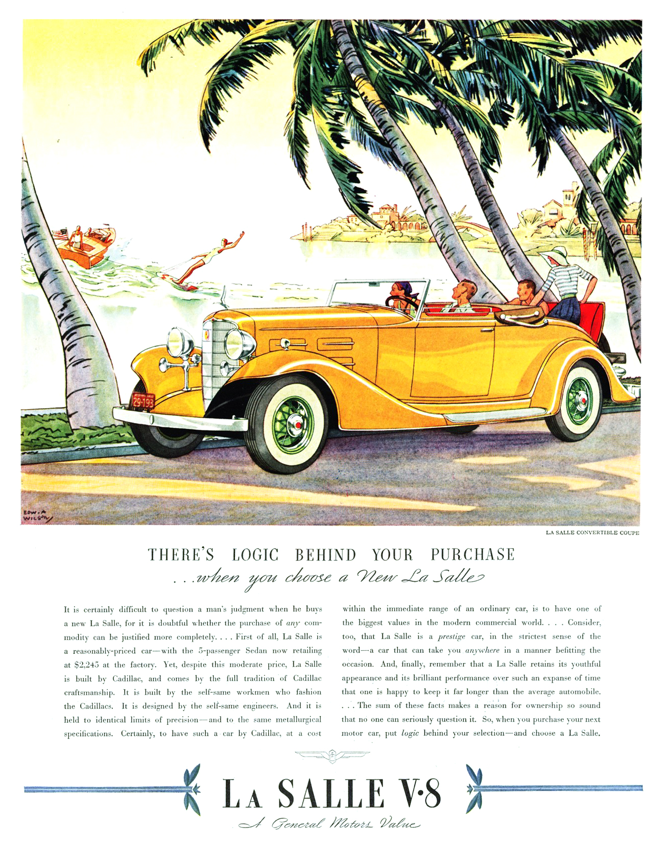 La Salle V-8 Convertible Coupe Ad (1933) – Illustrated by Edward A. Wilson