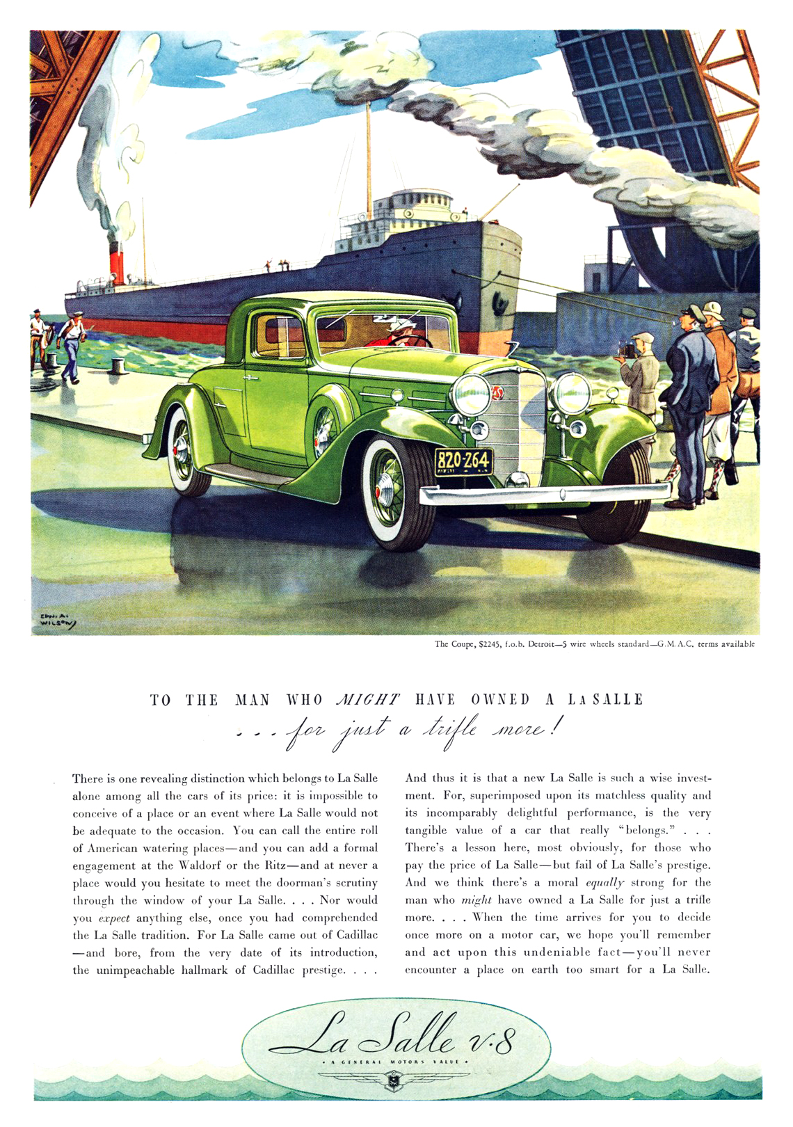 La Salle V-8 Coupe Ad (June, 1933) – Illustrated by Edward A. Wilson