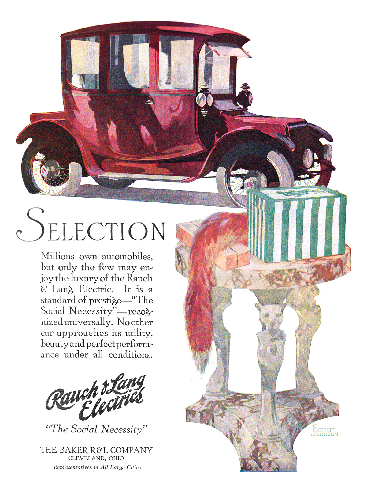 Rauch & Lang Electrics Ad (November, 1916): Selection - Illustrated by C. Everett Johnson