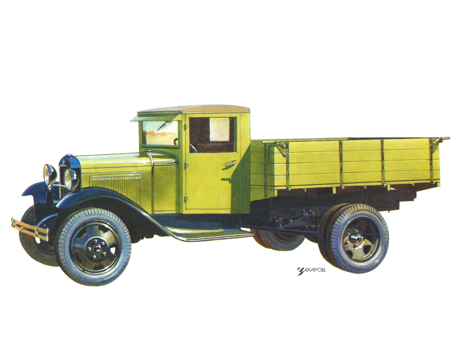 ГАЗ–АА, 1932–1938 – Рисунок А. Захарова / Из коллекции «За рулём» 1982-1