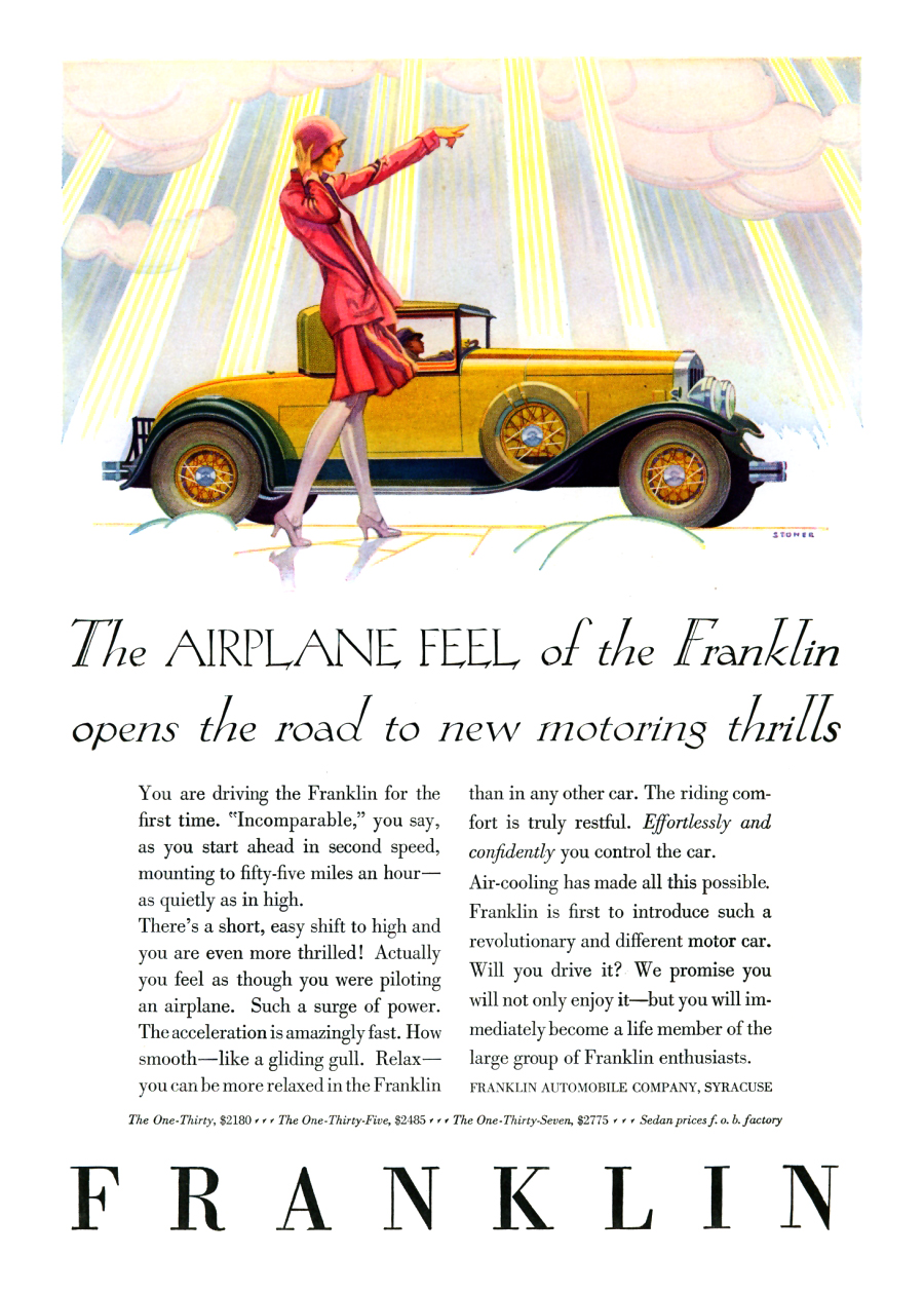 Franklin Coupe Ad (March-May, 1929): Illustrated by Elmer Stoner