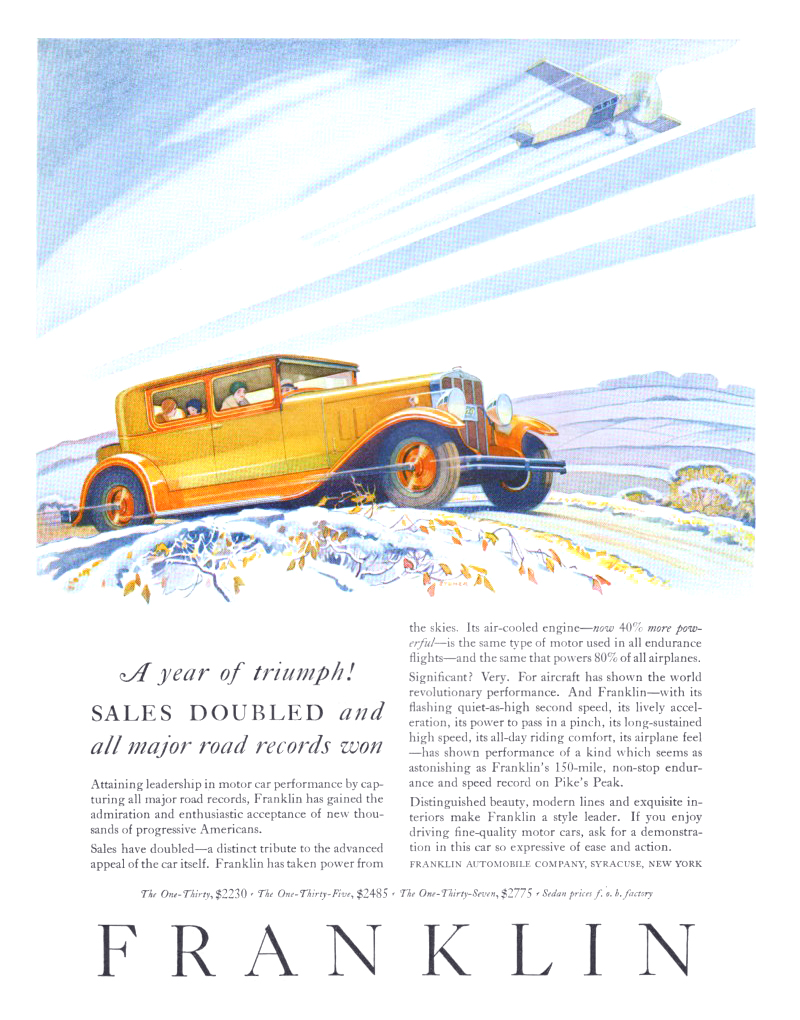 Franklin Ad (December, 1929): Illustrated by Elmer Stoner