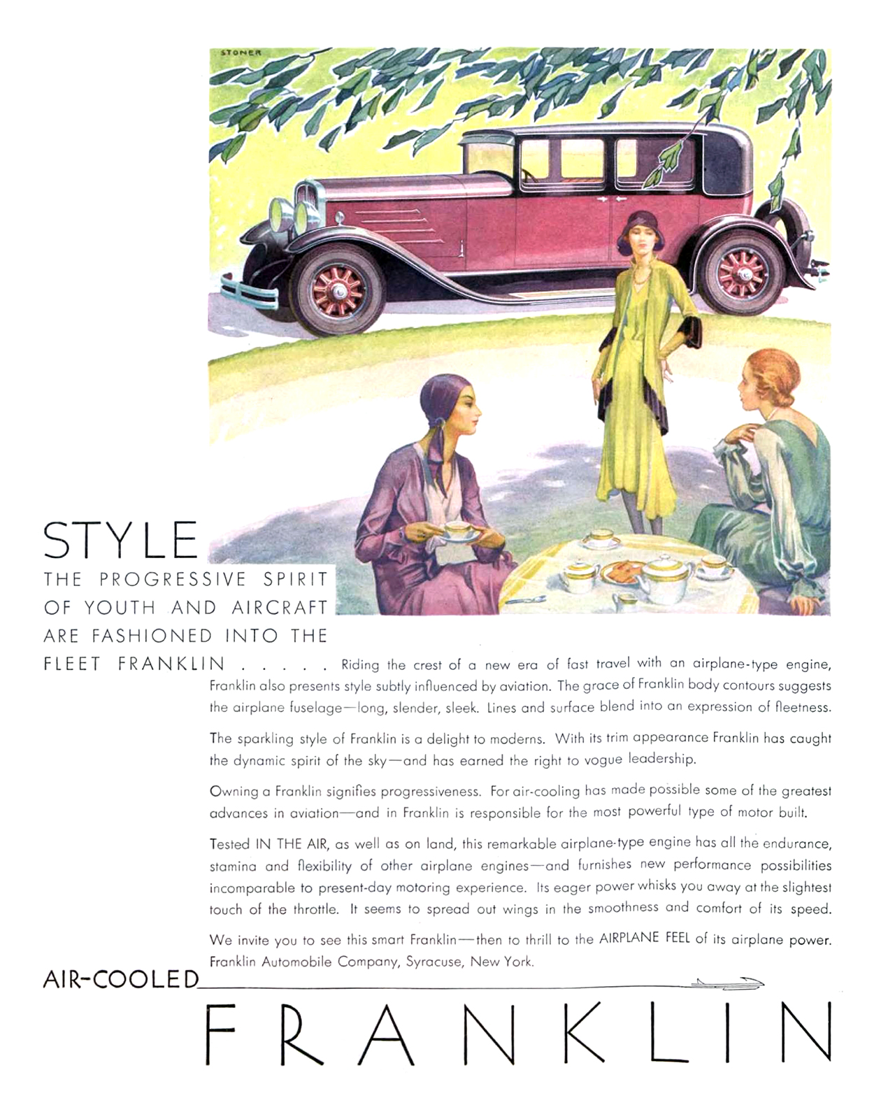 Franklin Ad (April, 1930): Style - Illustrated by Elmer Stoner