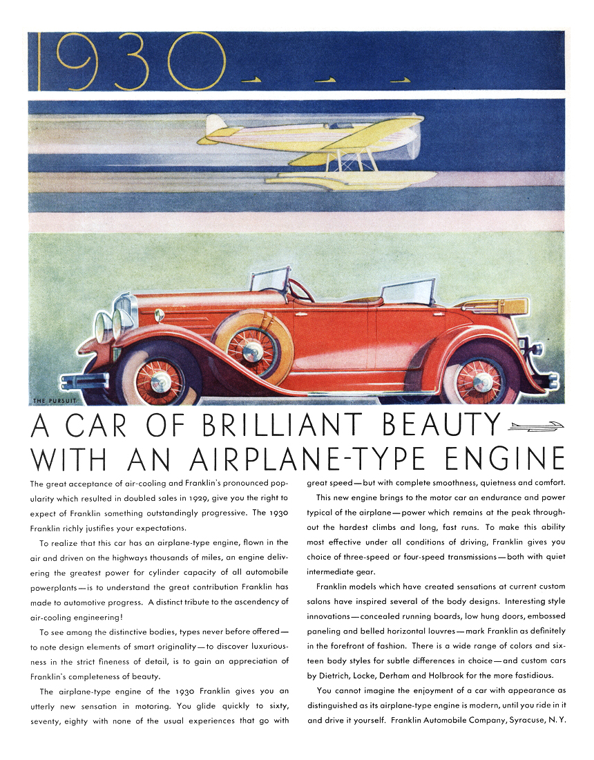 Franklin Pursuit Ad (January, 1930 - pg.2): Illustrated by Elmer Stoner