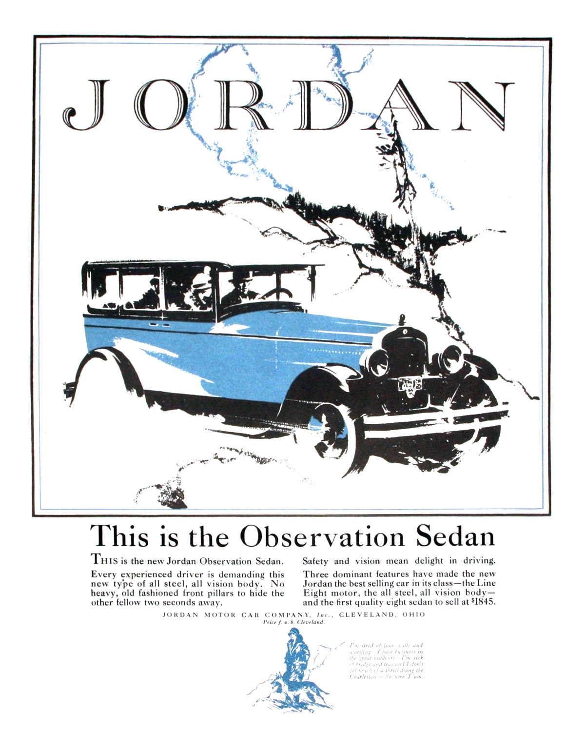 Jordan Line Eight Observation Sedan Ad (March, 1926): This is the Observation Sedan - Illustrated by Fred Cole?