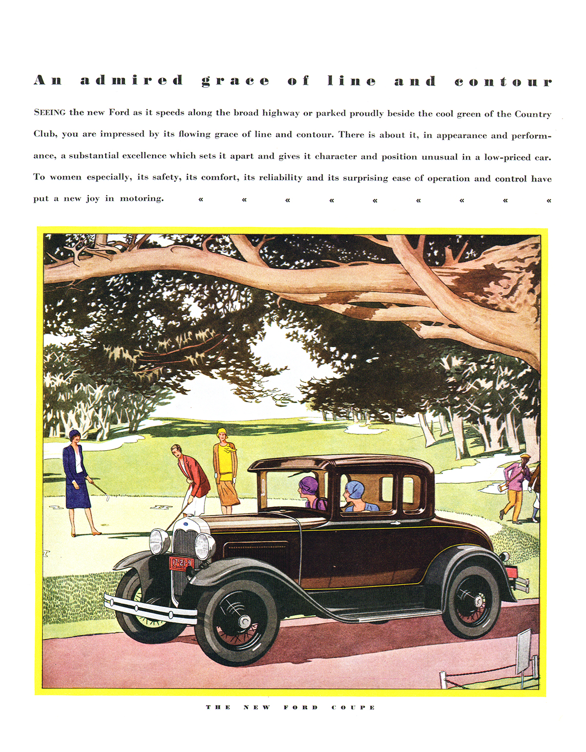 Ford Model A Coupe Ad (April, 1930): An Admired Grace of Line and Contour